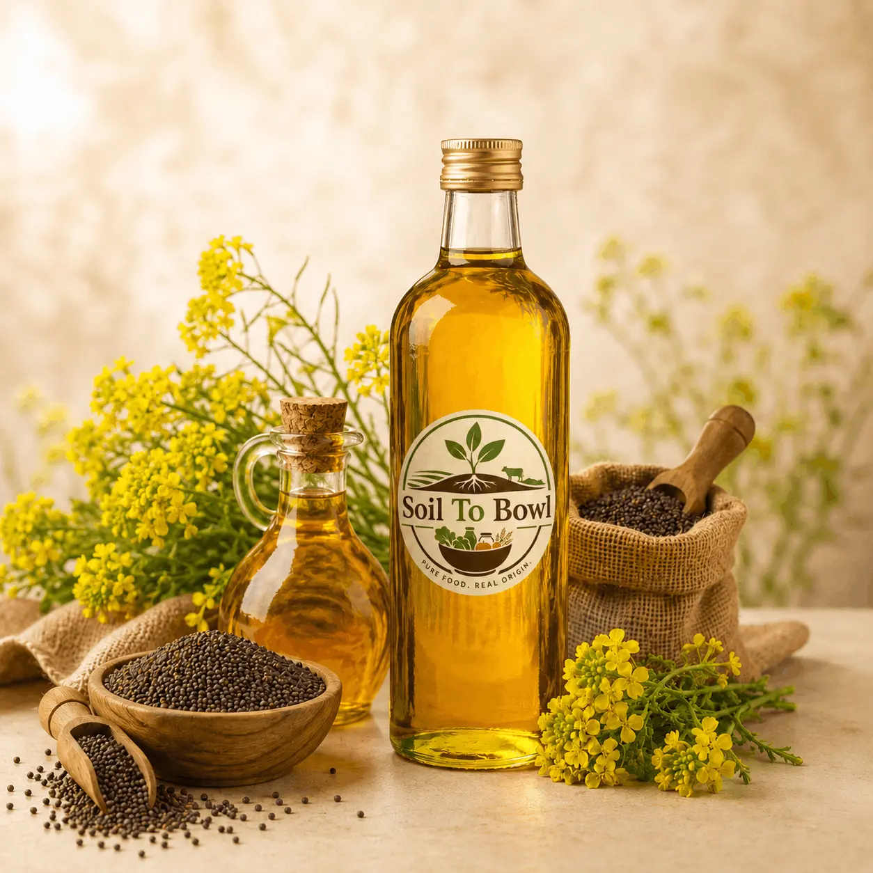 Pure cold-pressed mustard oil from Soil To Bowl