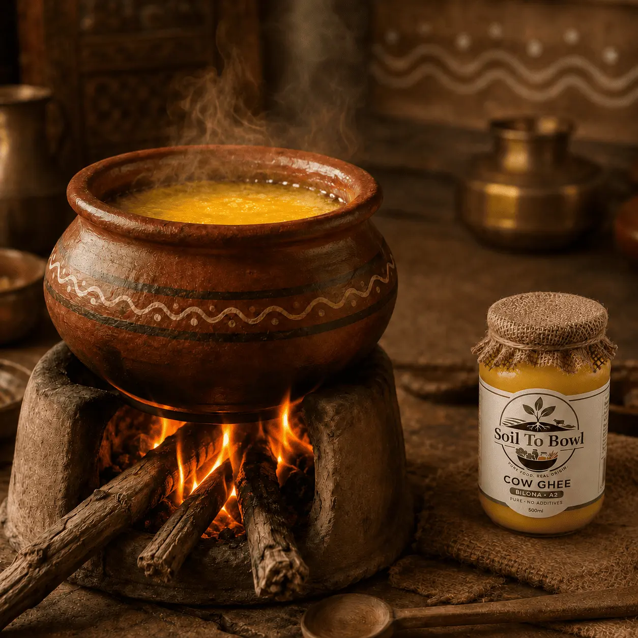 A2 desi cow bilona ghee from Soil To Bowl