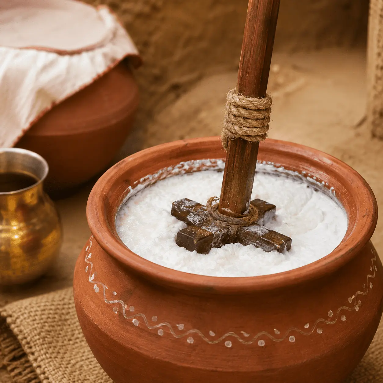 Fresh lassi prepared from cultured curd at Soil To Bowl