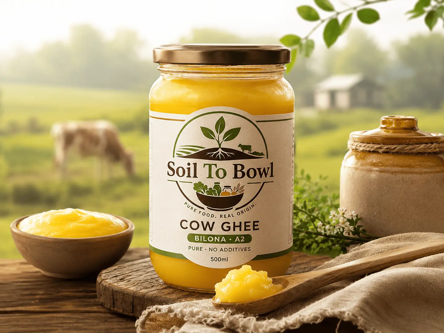 A2 desi cow ghee from Soil To Bowl
