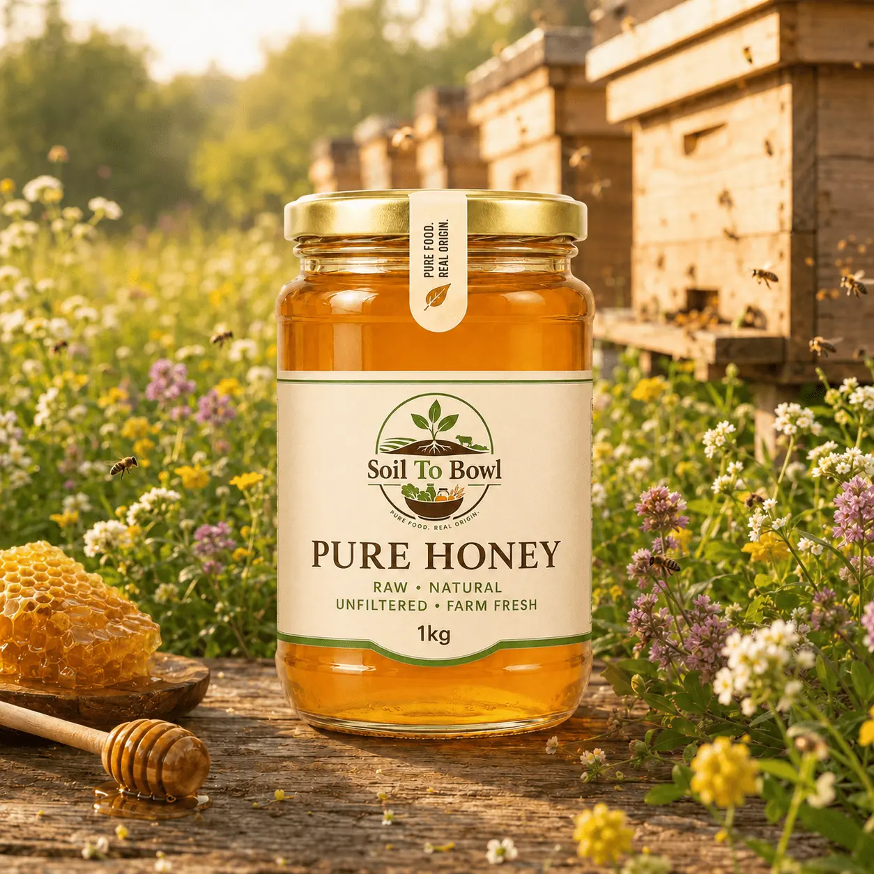 Pure raw honey from Soil To Bowl
