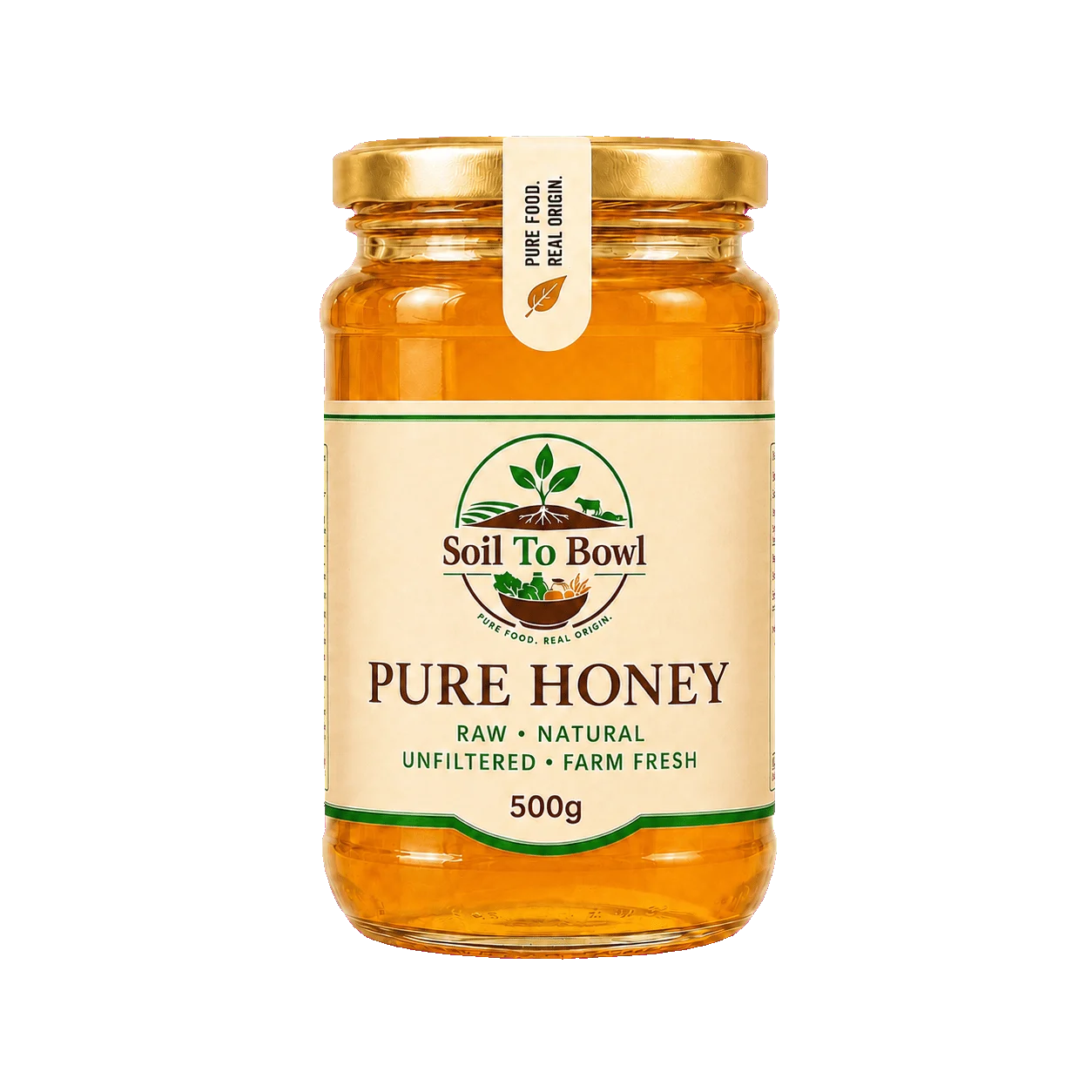 500 g jar of pure raw honey from Soil To Bowl