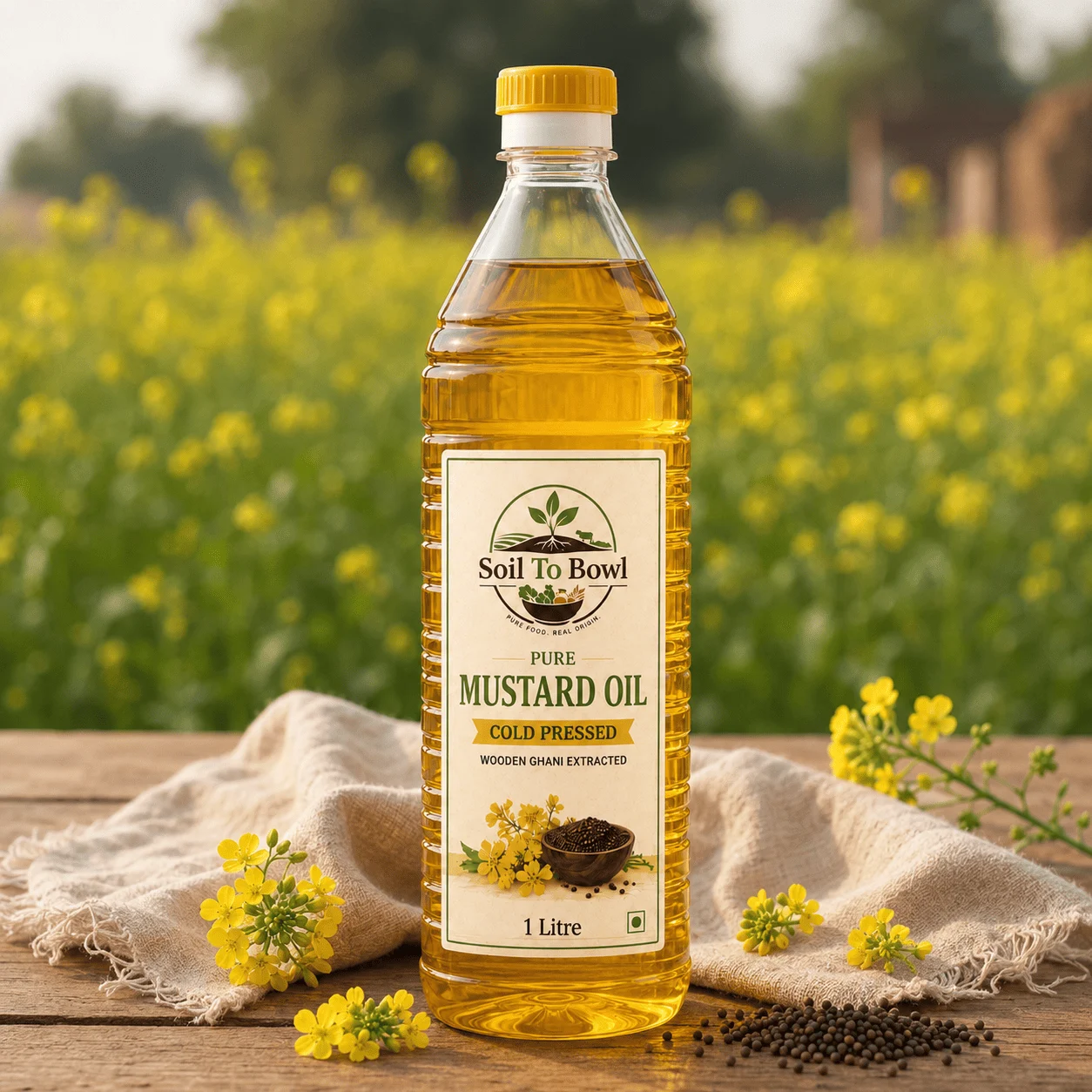 Pure cold-pressed mustard oil from Soil To Bowl